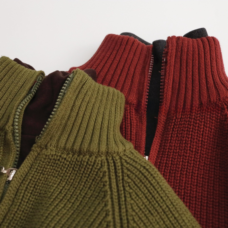 リブ編み綿100%カーディガン