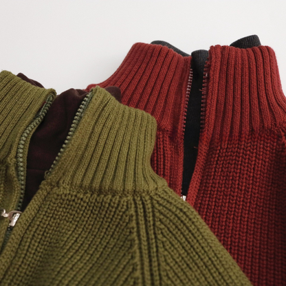 リブ編み綿100%カーディガン