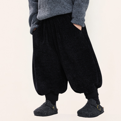 裾リブシェニール裏ボアパンツ