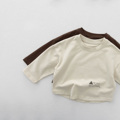 裾プリント長袖Tシャツ