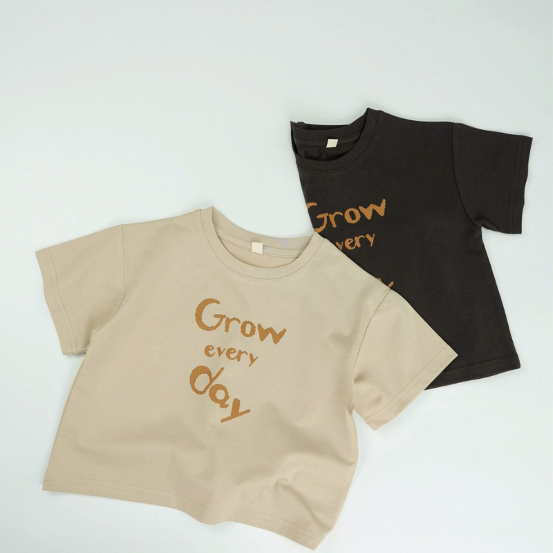 英字プリント綿100%半袖Tシャツ