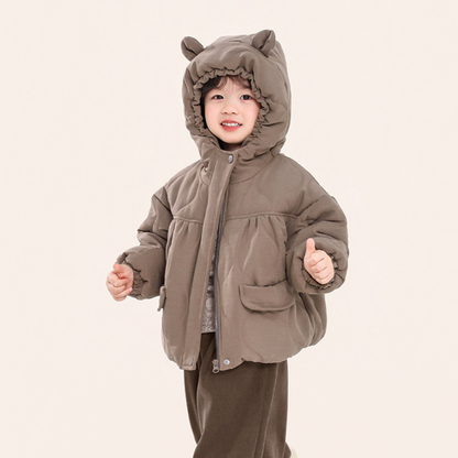 クマ耳中綿コート