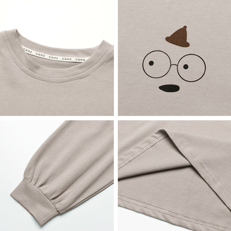 シンプルプリント純綿ロングTシャツ