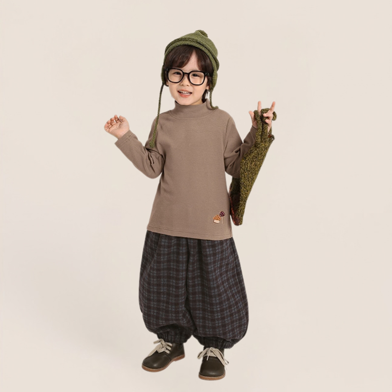 裏ボアチェック柄バルーンパンツ