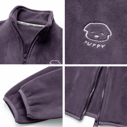 ワンポイント刺繍フリースジャケット