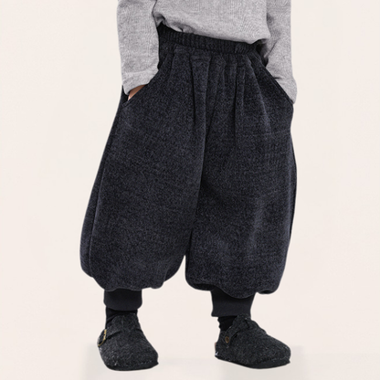 裾リブシェニール裏ボアパンツ