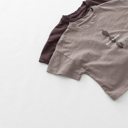 レモンプリントスラブコットン半袖Tシャツ