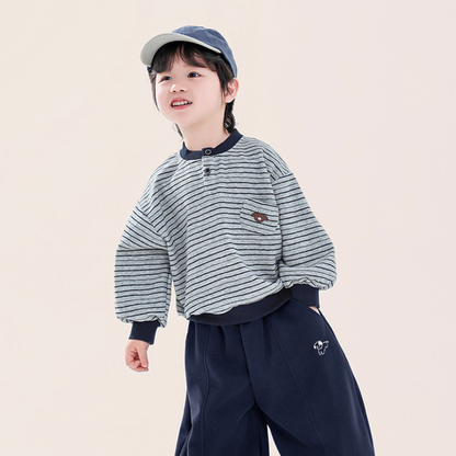 ヘンリーネックボーダースウェット