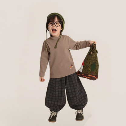 裏ボアチェック柄バルーンパンツ