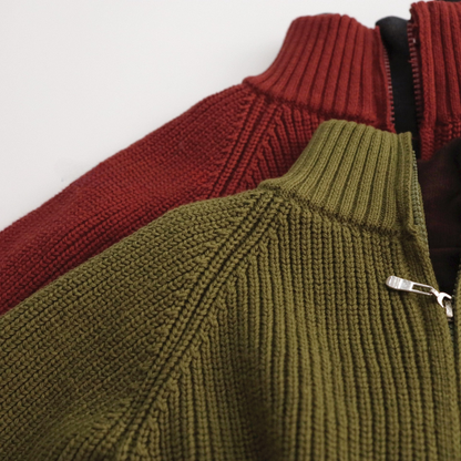 リブ編み綿100%カーディガン