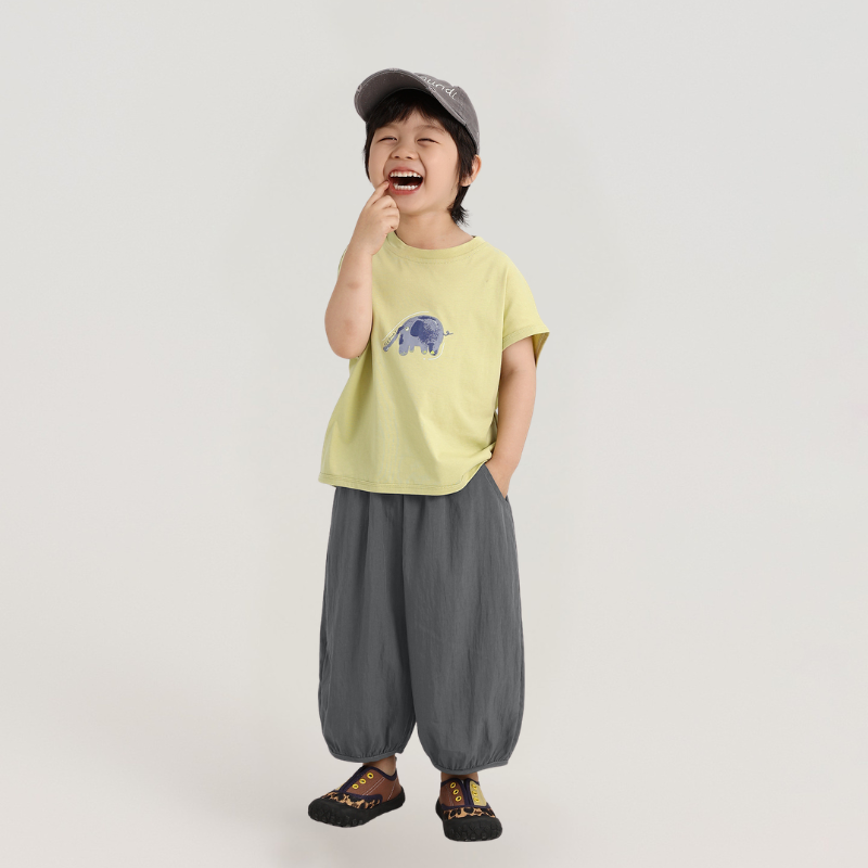 ゾウさんプリント純綿Tシャツ