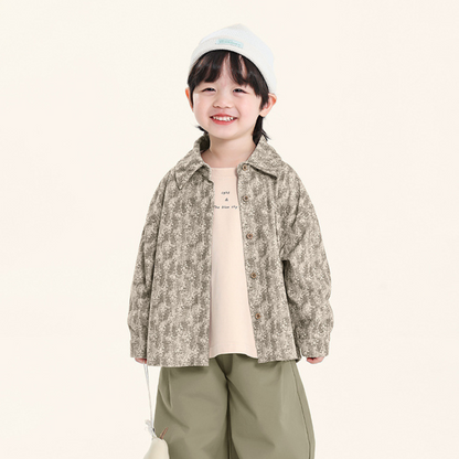 小花柄コーデュロイシャツ