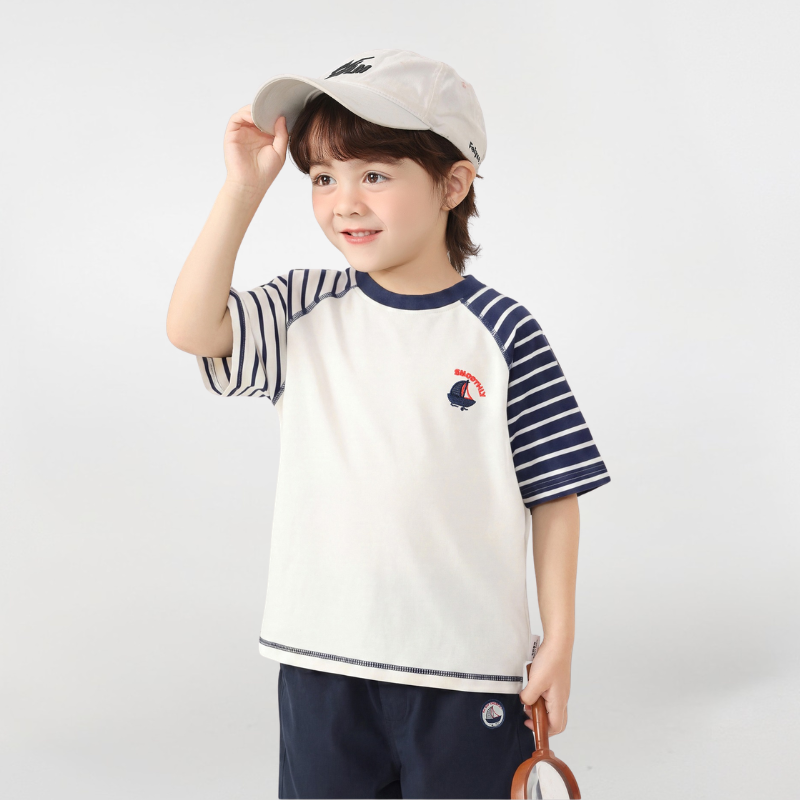 ボーダー切替クルーネックTシャツ