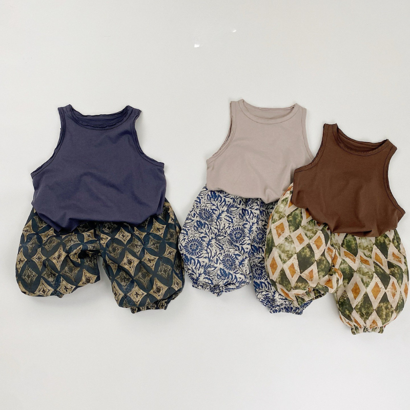個性派プリント純綿薄手ロングパンツ