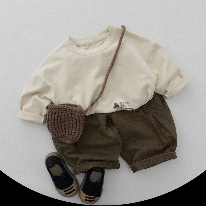 裾プリント長袖Tシャツ