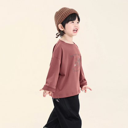 子犬プリント長袖Tシャツ