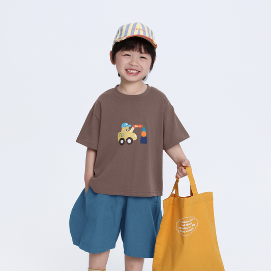 ポップ色プリント半袖T