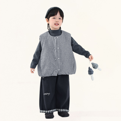 裾チェック裏ボアパンツ