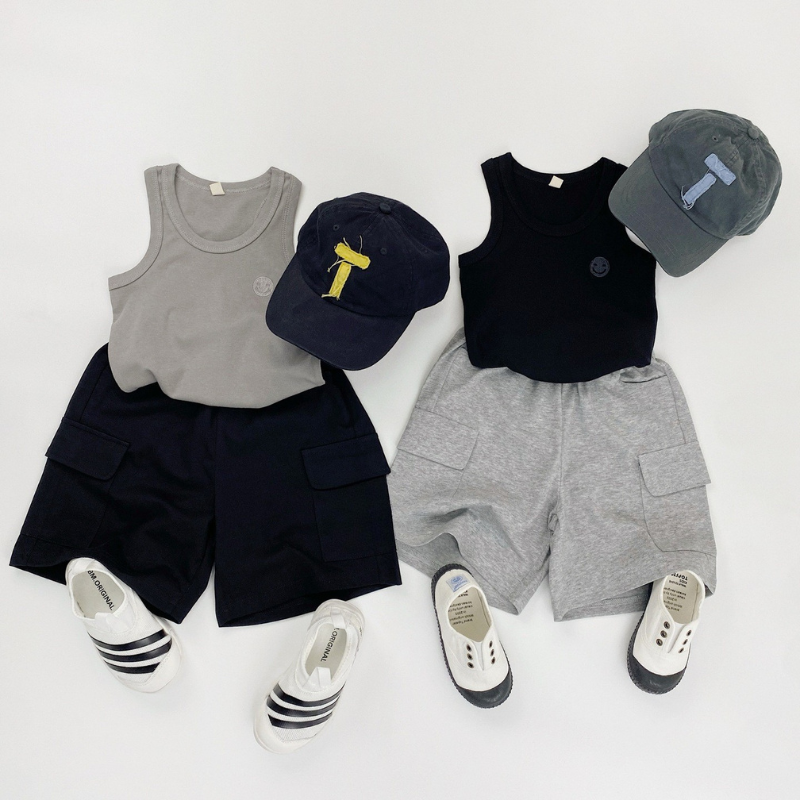 純棉薄手カーゴハーフパンツ