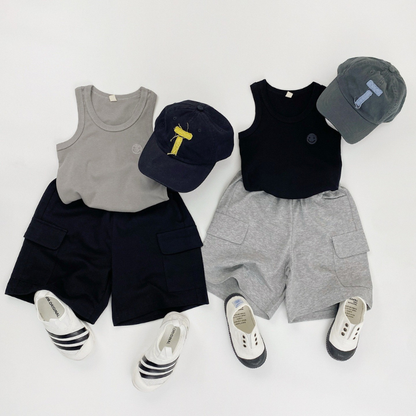 純棉薄手カーゴハーフパンツ