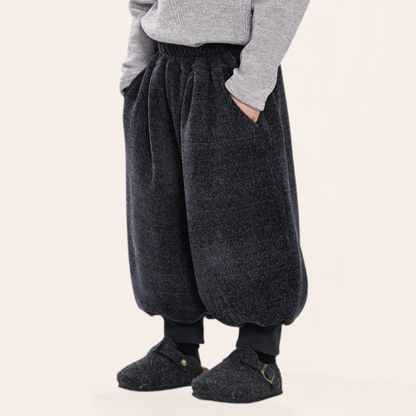 裾リブシェニール裏ボアパンツ