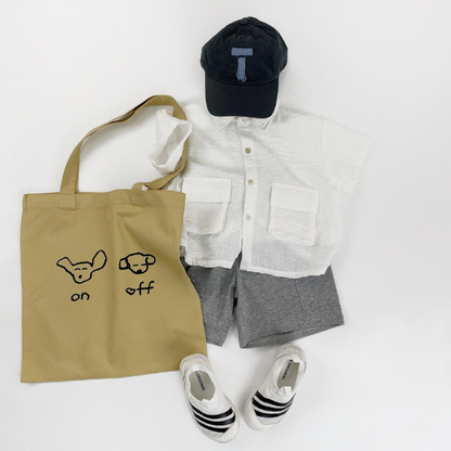 純棉薄手カーゴハーフパンツ