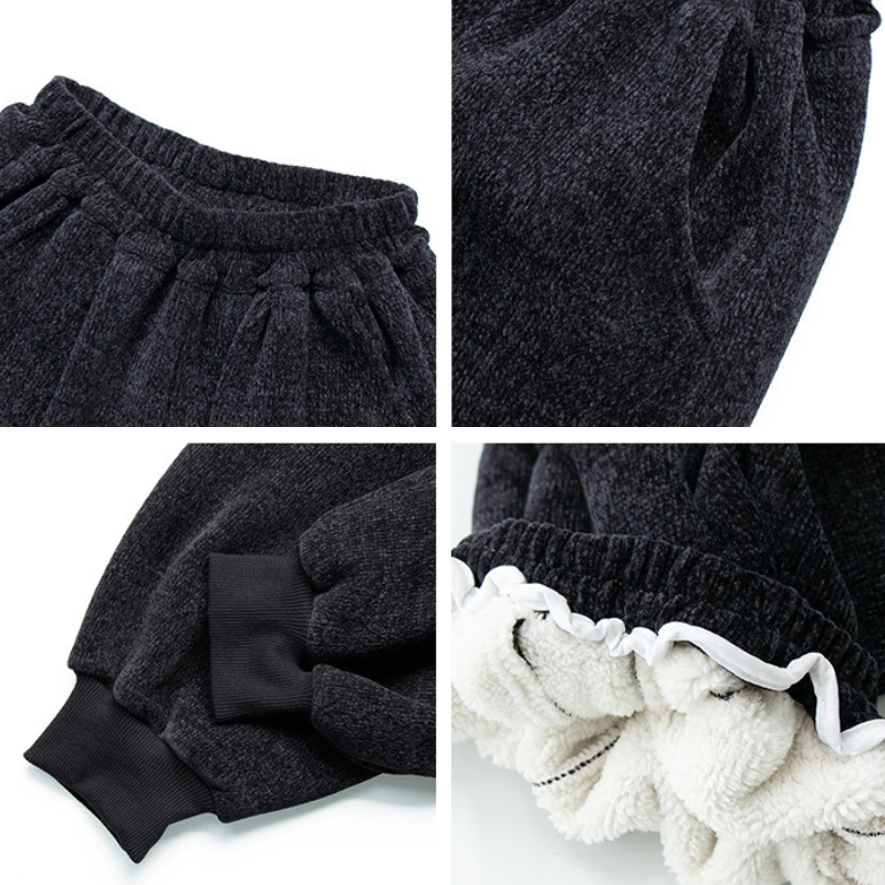 裾リブシェニール裏ボアパンツ