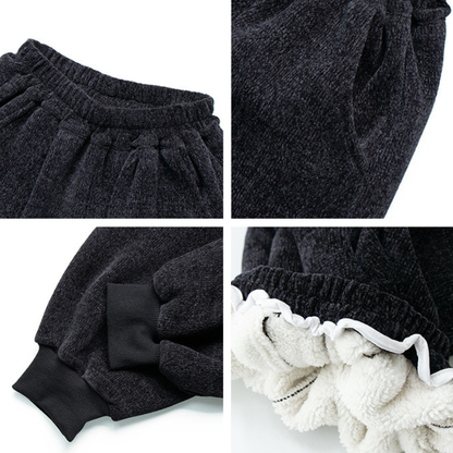 裾リブシェニール裏ボアパンツ