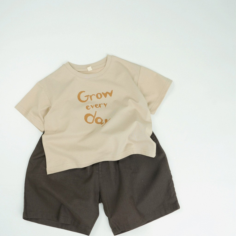 英字プリント綿100%半袖Tシャツ
