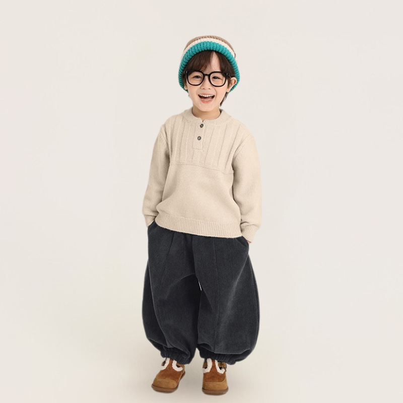 裏ボアバルーンパンツ凹凸テクスチャー