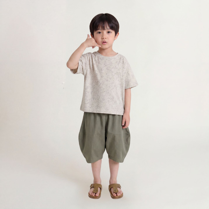 リヨセル素材七分パンツ