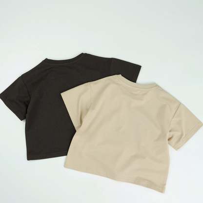 英字プリント綿100%半袖Tシャツ