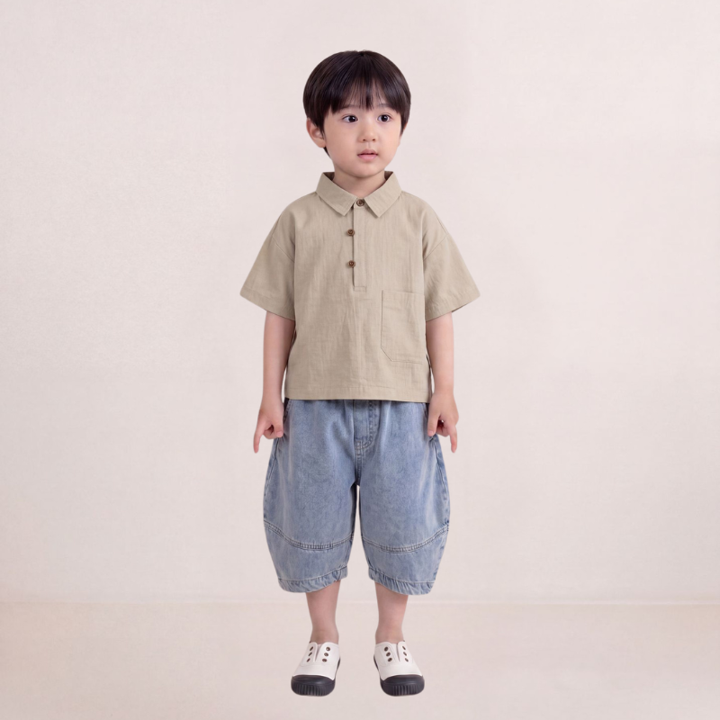 裾デザインソフトデニムパンツ