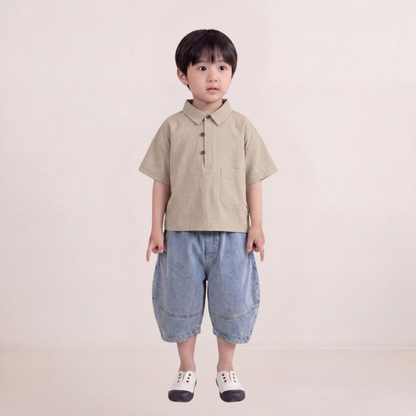 裾デザインソフトデニムパンツ
