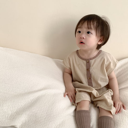 アースカラー無地カバーオール