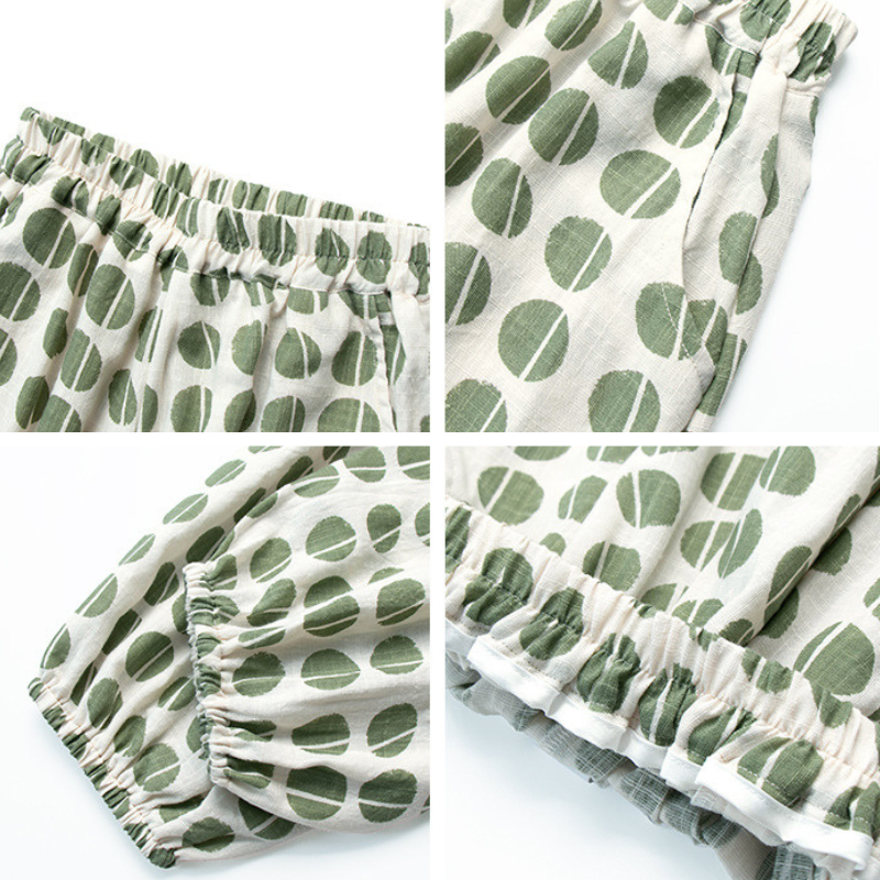 ユニークドット柄薄手ロングパンツ