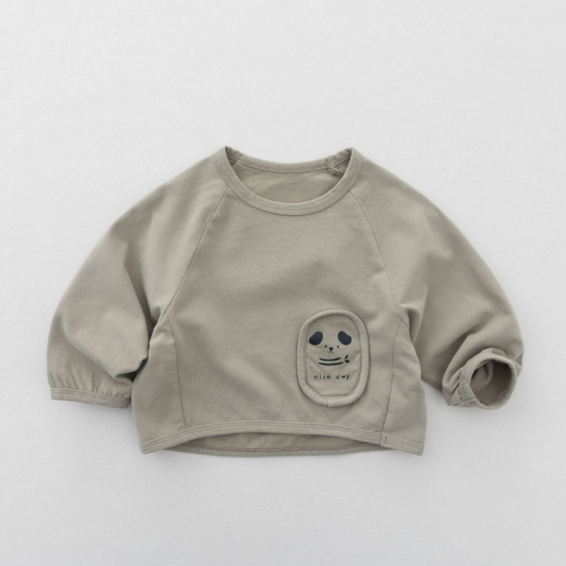 ワッペンデザイン純綿長袖Tシャツ