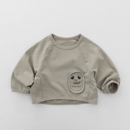 ワッペンデザイン純綿長袖Tシャツ