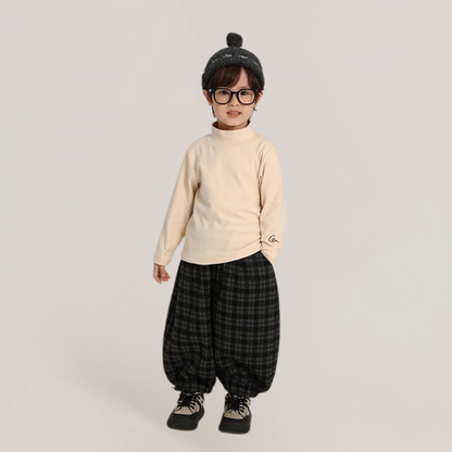 裏ボアチェック柄バルーンパンツ