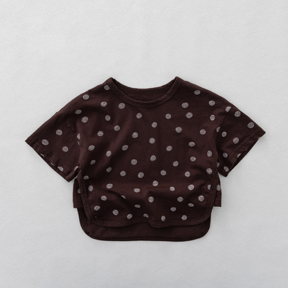 ラフドット柄純棉Tシャツ