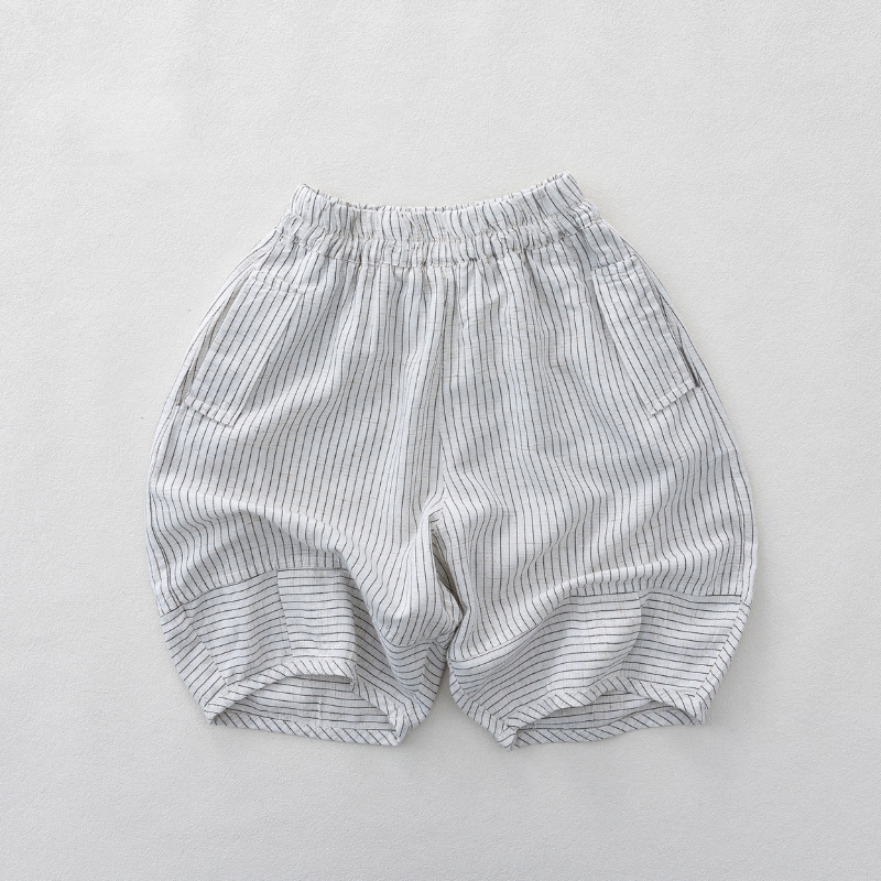 異方向ストライプ切替七分パンツ