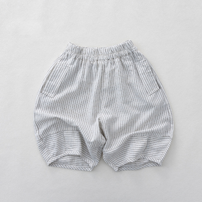 異方向ストライプ切替七分パンツ