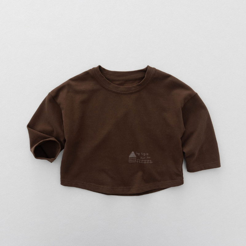 裾プリント長袖Tシャツ