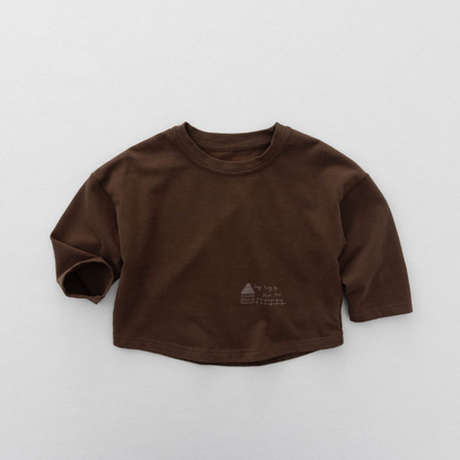 裾プリント長袖Tシャツ