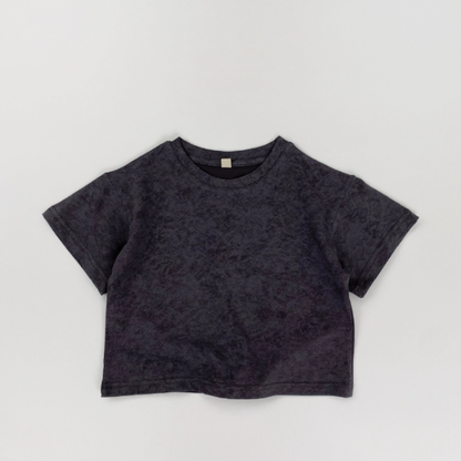 マーブル柄純棉半袖Tシャツ