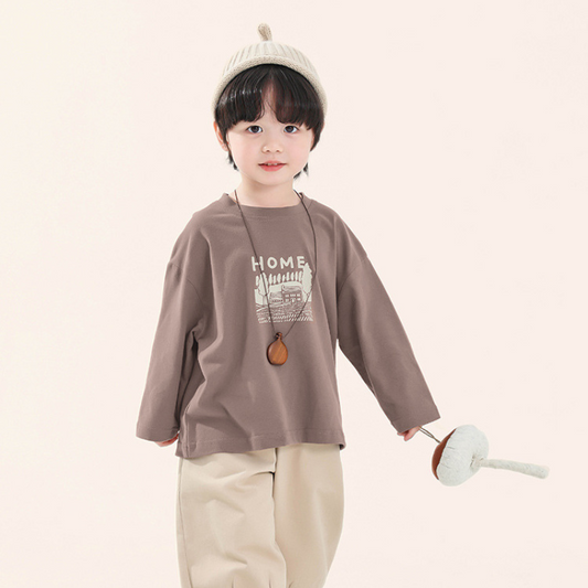 家イラスト長袖Tシャツ