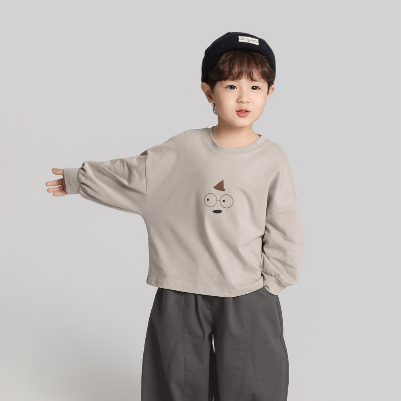 シンプルプリント純綿ロングTシャツ
