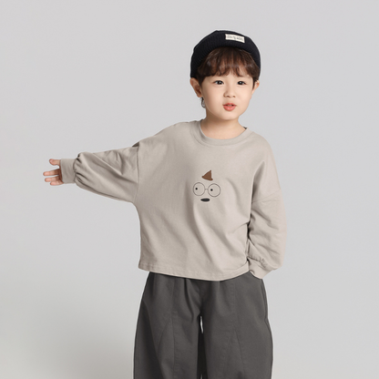 シンプルプリント純綿ロングTシャツ