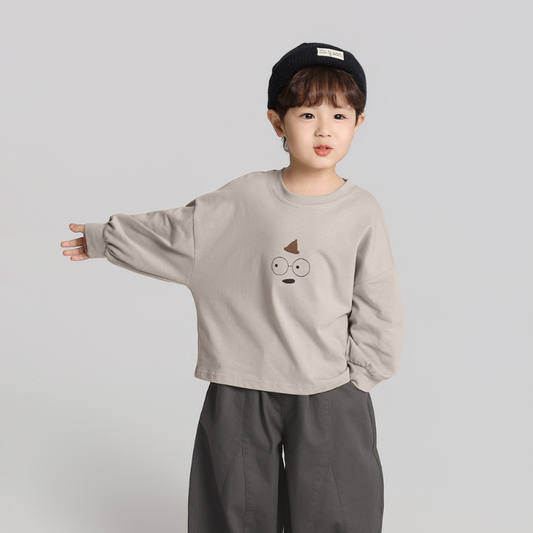 シンプルプリント純綿ロングTシャツ