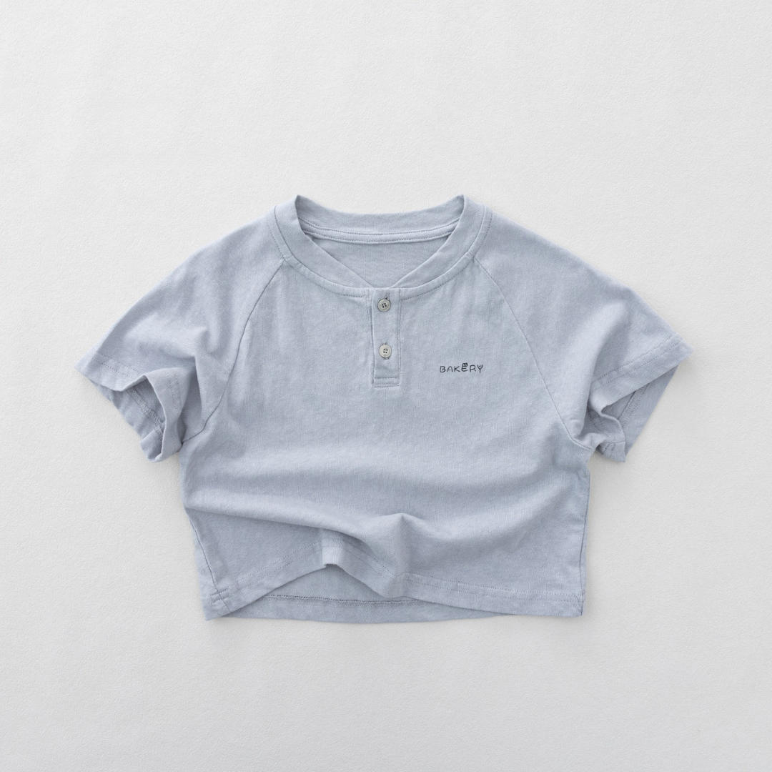 ヘンリーネック純綿半袖Tシャツ